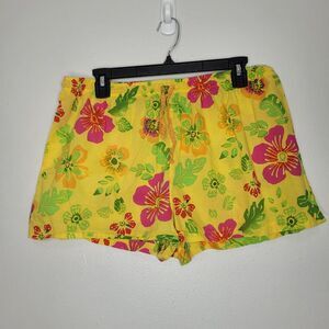 Y2k Joe Boxer yellow green pink tropical floral print pull on boxer shorts xl